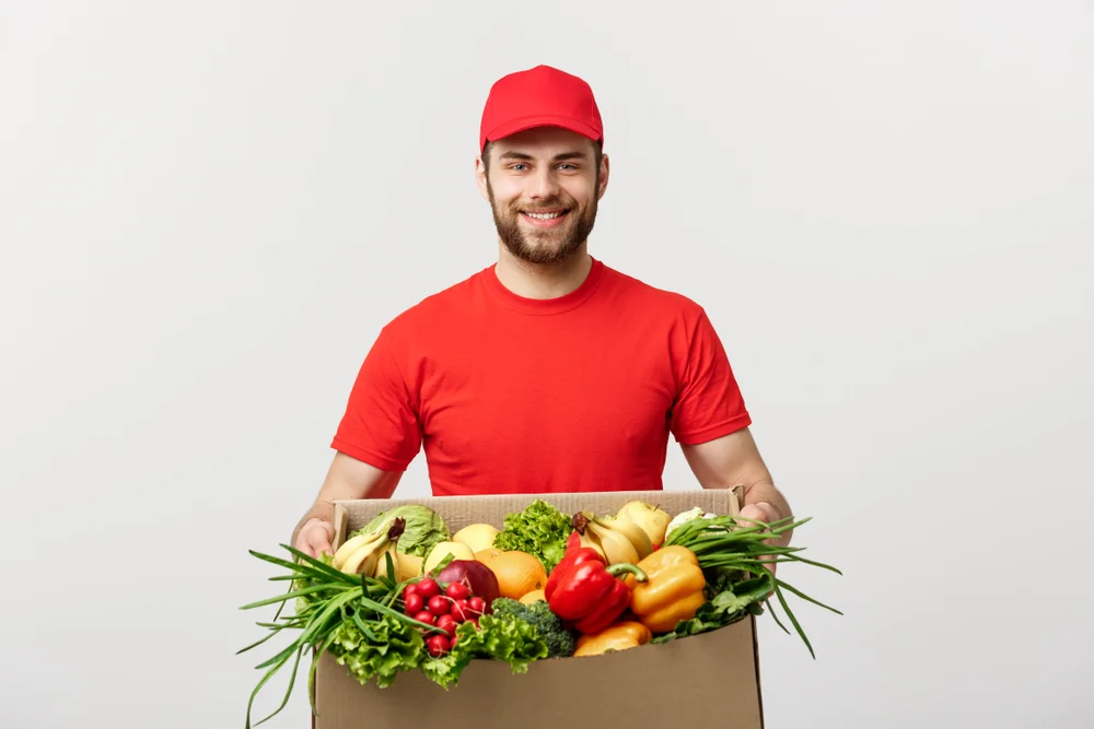 person delivering food via an online app