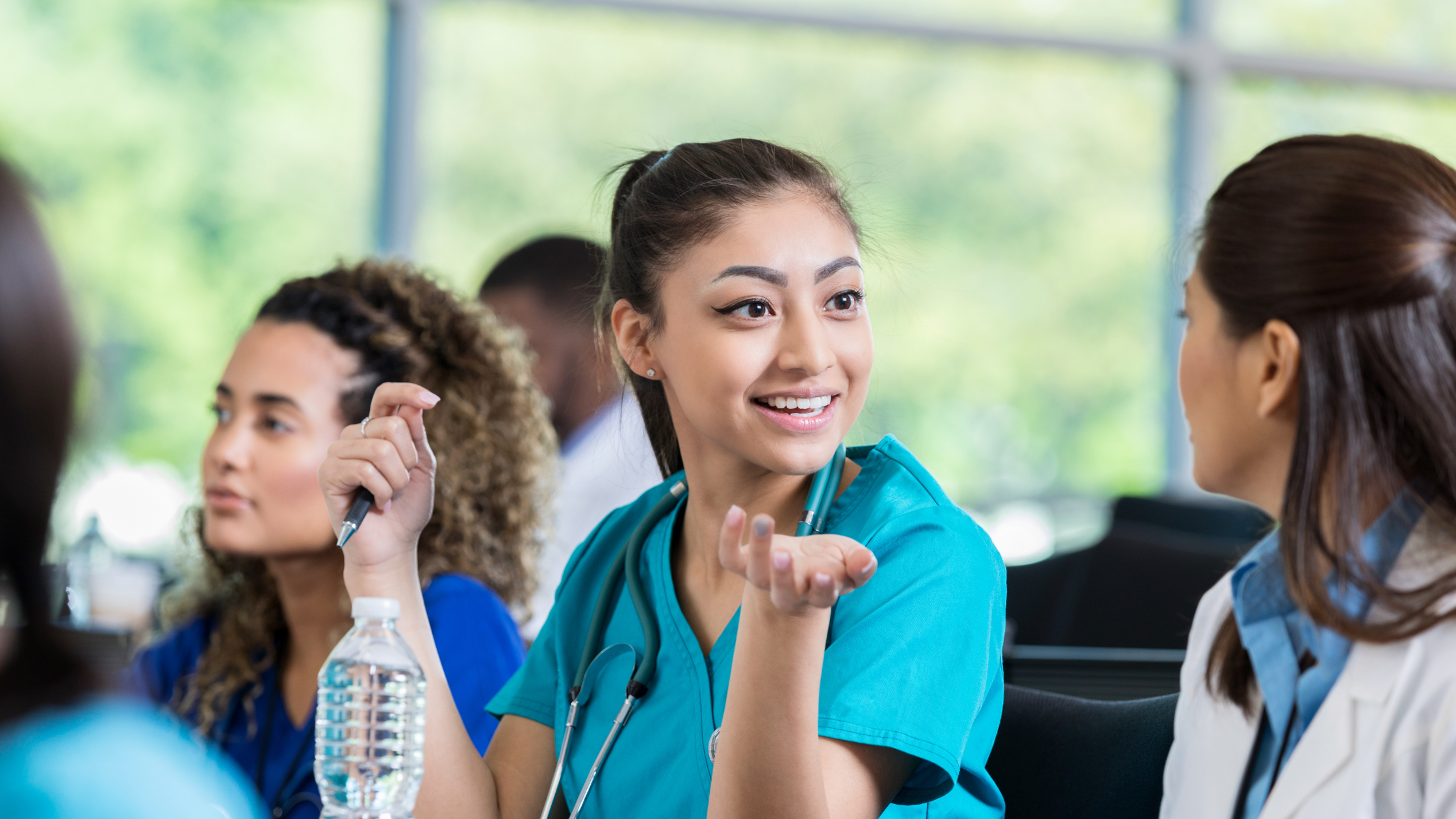 medical-student-talking-to-her-classmates